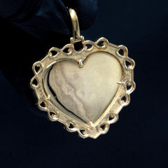 10k Yellow Gold 1.10CTW Diamond Heart Memory Pendant Infinity Border 16.5g Charm