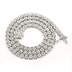 4.5MM Hip Hop Silver 2 CTW Round Diamond Tennis Chain 27.8g Men Necklace - 18