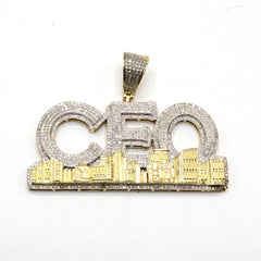 10k Yellow Gold 3.51 CTW Diamond "CEO" Gold Sky Line Pendant 16.36g Men Charm