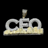 10k Yellow Gold 3.51 CTW Diamond "CEO" Gold Sky Line Pendant 16.36g Men Charm