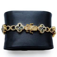 12.7MM 10k Yellow Gold Clove Infinity Link Bracelet 2.60 CTW Diamond 8" Armlet