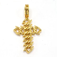 10k Yellow Gold 2.5 CTW Pure Diamond Spiky Cuban Link Cross Pendant 10.83g Charm