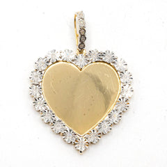 925 Silver with 0.1CTW Diamond Illusion Setting Heart Memory Pendant 7.2g Charm