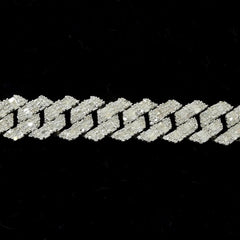 10MM Mens 925 Silver 5.5 CTW Round/Baguette Diamond Bracelet 8" Hip Hop Armlet