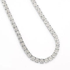 4.5MM Hip Hop Silver 2 CTW Round Diamond Tennis Chain 27.8g Men Necklace - 18