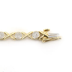 10k Yellow Gold 0.55CTW Round Diamond XOX Shape Bracelet 9.57g Armlet - 7 Inches