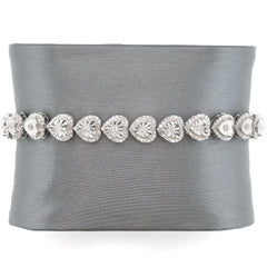 Ladies 10k White Gold 2.1 CTW Diamond Heart Bracelet 14.53g Armlet - 7 Inches