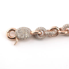Pure 10k Rose Gold 15.3 CTW Natural Diamond Chain Links Bracelet 52g Armlet - 8"