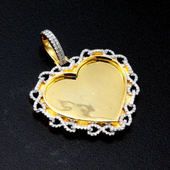 10k Yellow Gold 1.10CTW Diamond Heart Memory Pendant Infinity Border 16.5g Charm