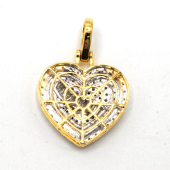 10k Two Tone Gold Baguette/Round 0.85CTW Diamond Heart Pendant 2.9g Women Charm