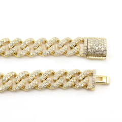 10k Yellow Gold 4.85 CTW Natural Round Diamond Cuban Bracelet 25.1g Armlet - 8"