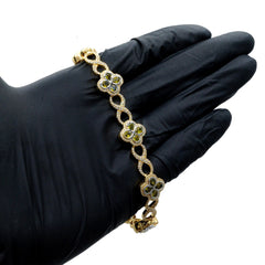 12.7MM 10k Yellow Gold Clove Infinity Link Bracelet 2.60 CTW Diamond 8" Armlet