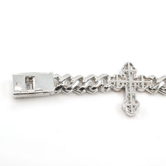10k White Gold 8.4CTW Natural Diamond Cross Cuban Bracelet 48.05g Armlet - 8.5"