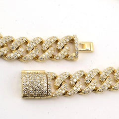 10k Yellow Gold 4.85 CTW Natural Round Diamond Cuban Bracelet 25.1g Armlet - 8"