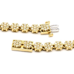 Men 6MM 10k Yellow Gold 16 CTW Diamond Flower Tennis Chain 51.9g Necklace - 22"