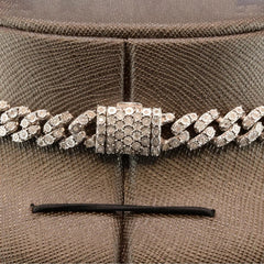 Men 8MM Silver 3.45 CTW Diamond Cross Cuban Necklace 82.31g Chain - 22 Inches
