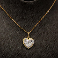 10k Two Tone Gold Baguette/Round 0.85CTW Diamond Heart Pendant 2.9g Women Charm