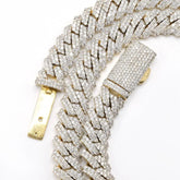 22" Men 10.3mm 10k Yellow Gold 22 CTW Diamond Snake Cuban Necklace