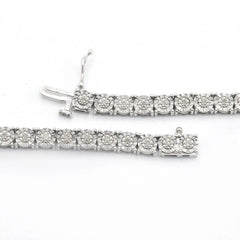 4.5MM Hip Hop Silver 2 CTW Round Diamond Tennis Chain 27.8g Men Necklace - 18