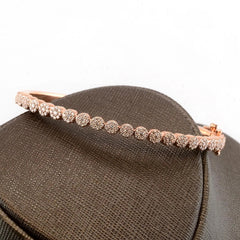 Ladies 10k Rose Gold 1.23 CTW Natural Diamond Solid Bracelet 22.1g Armlet - 7.5"