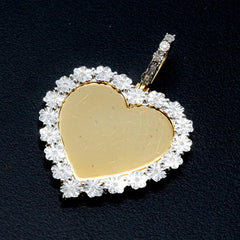 925 Silver with 0.1CTW Diamond Illusion Setting Heart Memory Pendant 7.2g Charm