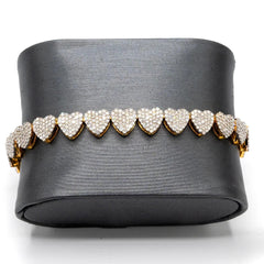 7.5MM 10k Yellow Gold 4.12 CTW Diamond Heart Tennis Bracelet 15.03g Armlet - 7"