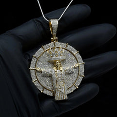 10k Yellow Gold 8.25 CTW Diamond Jesus Cross Medallion Pendant 27.81g Charm
