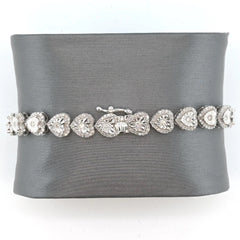 Ladies 10k White Gold 2.1 CTW Diamond Heart Bracelet 14.53g Armlet - 7 Inches