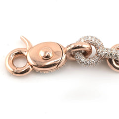Pure 10k Rose Gold 15.3 CTW Natural Diamond Chain Links Bracelet 52g Armlet - 8"
