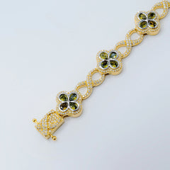 12.7MM 10k Yellow Gold Clove Infinity Link Bracelet 2.60 CTW Diamond 8" Armlet