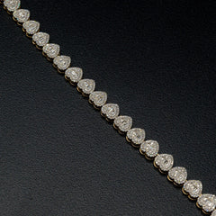 6.5MM 10k Yellow Gold Round/Baguette 1.90 CTW Diamond Heart Tennis 7" Bracelet