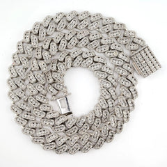 Hip Hop 14MM Men Silver 7.05CTW Diamond Cuban Necklace 148.33g Chain - 22 Inches