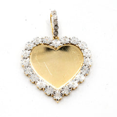 925 Silver with 0.1CTW Diamond Illusion Setting Heart Memory Pendant 7.2g Charm
