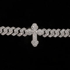 10k White Gold 8.4CTW Natural Diamond Cross Cuban Bracelet 48.05g Armlet - 8.5"