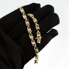 10k Yellow Gold 0.55CTW Round Diamond XOX Shape Bracelet 9.57g Armlet - 7 Inches