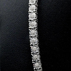 4.5MM Hip Hop Silver 2 CTW Round Diamond Tennis Chain 27.8g Men Necklace - 18