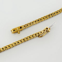 3MM 10k Yellow Gold 2 CTW Diamond "Love" Plate Tennis Chain 18" Women Necklace