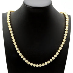 Men 6MM 10k Yellow Gold 16 CTW Diamond Flower Tennis Chain 51.9g Necklace - 22"