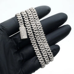 8.3MM Silver 11.23 CTW Diamond Snake Cuban Necklace 54g Chain For Men - 19.5"