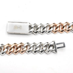 11.2MM 10k White & Rose Gold 18CTW Diamond Snake Cuban Chain 115g Necklace - 20