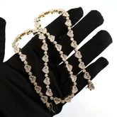 18" Women 7MM 10k Yellow Gold Heart Necklace 6.1CTW Round/Baguette Diamond Chain