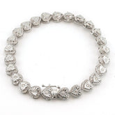 Ladies 10k White Gold 2.1 CTW Diamond Heart Bracelet 14.53g Armlet - 7 Inches