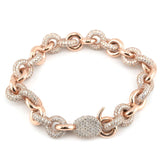 Pure 10k Rose Gold 15.3 CTW Natural Diamond Chain Links Bracelet 52g Armlet - 8"