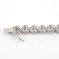 Ladies 10k White Gold 2.1 CTW Diamond Heart Bracelet 14.53g Armlet - 7 Inches