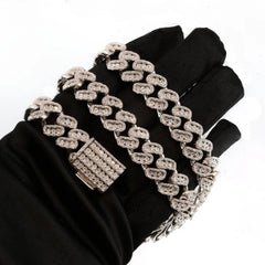 Hip Hop 14MM Men Silver 7.05CTW Diamond Cuban Necklace 148.33g Chain - 22 Inches