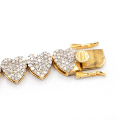 7.5MM 10k Yellow Gold 4.12 CTW Diamond Heart Tennis Bracelet 15.03g Armlet - 7"