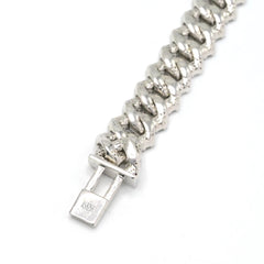 10MM Mens 925 Silver 5.5 CTW Round/Baguette Diamond Bracelet 8" Hip Hop Armlet