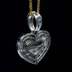 10k White Gold 1.75 CTW Baguette/Round Diamond Heart Pendant Diamond Bail Charm