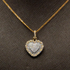 10k Two Tone Gold 1.15 CTW Diamond Heart Pendant 1 Row Diamond Bail 3.35g Charm