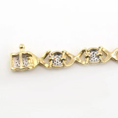 10k Yellow Gold 0.55CTW Round Diamond XOX Shape Bracelet 9.57g Armlet - 7 Inches